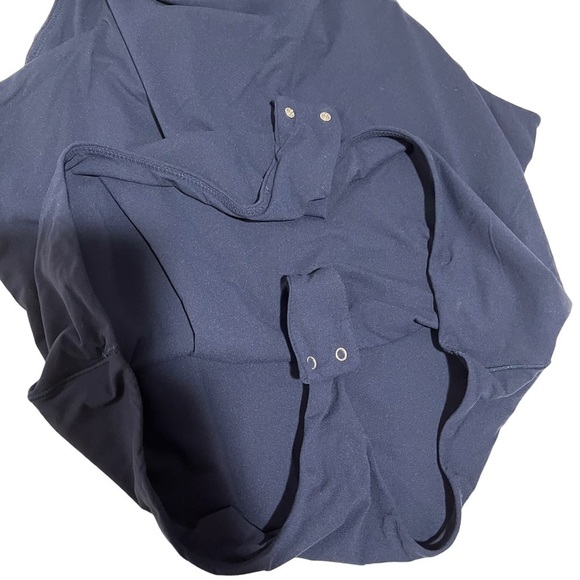 Skims Fits Everbody High Neck Bodysuit Navy Blue Size 4X Thong Back - Picture 8 of 9